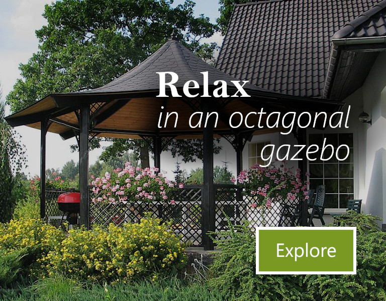 relax in an octagonal gazebo