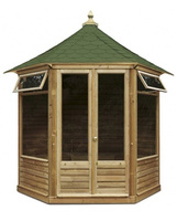 Summerhouse Victorian large 2 window fi 265 3/4 pane with green shingles